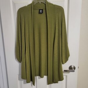 Bobeau Olive Open Front Cardigan
